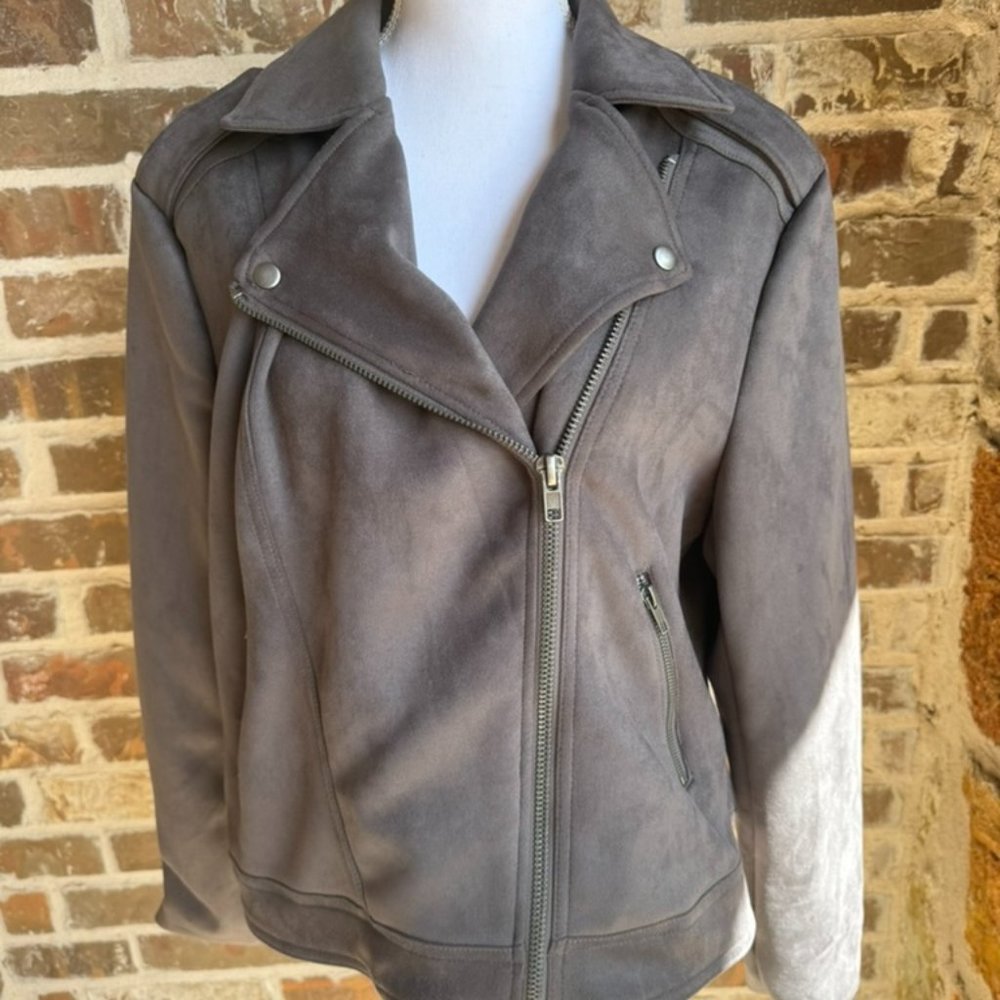 Philosophy XL Charcoal Grey Faux Suede Biker Jacket